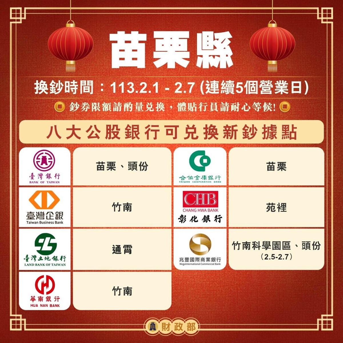 新年換新鈔 公股銀行據點底加! - 第7張圖