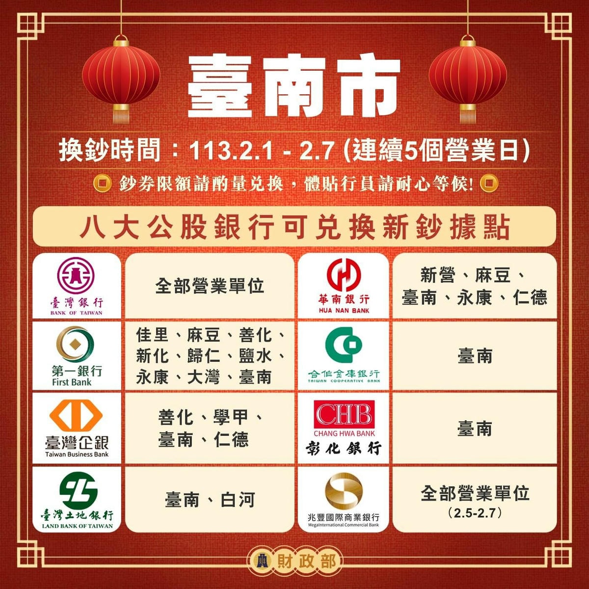 新年換新鈔 公股銀行據點底加! - 第13張圖